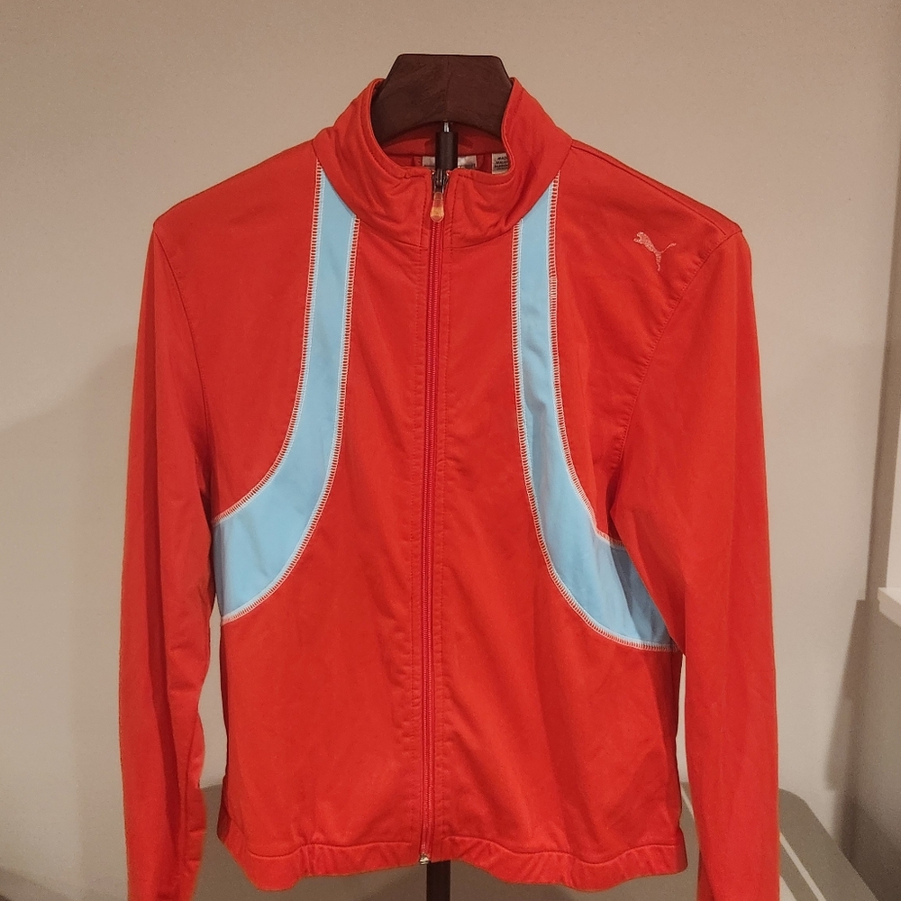 Women's Red & Teal Vintage Y2K Puma Track Jacket